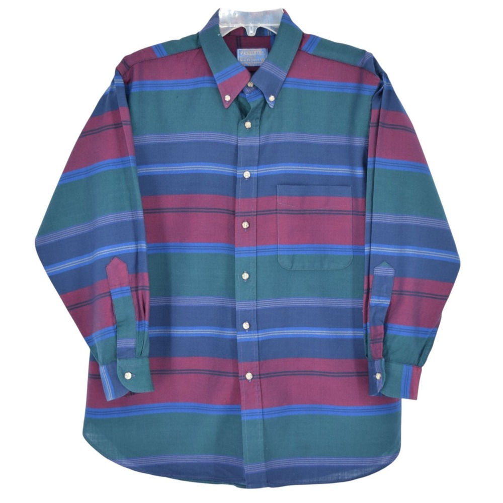 Vtg Sir Pendleton Wool Shirt Mens XL Striped Flannel Fabric Craft Project Flawed
